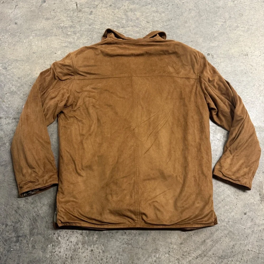 Reportage Men's Brown Suede Plaid Lined Shacket S/M Italy VTG Retro Western - Picture 6 of 6